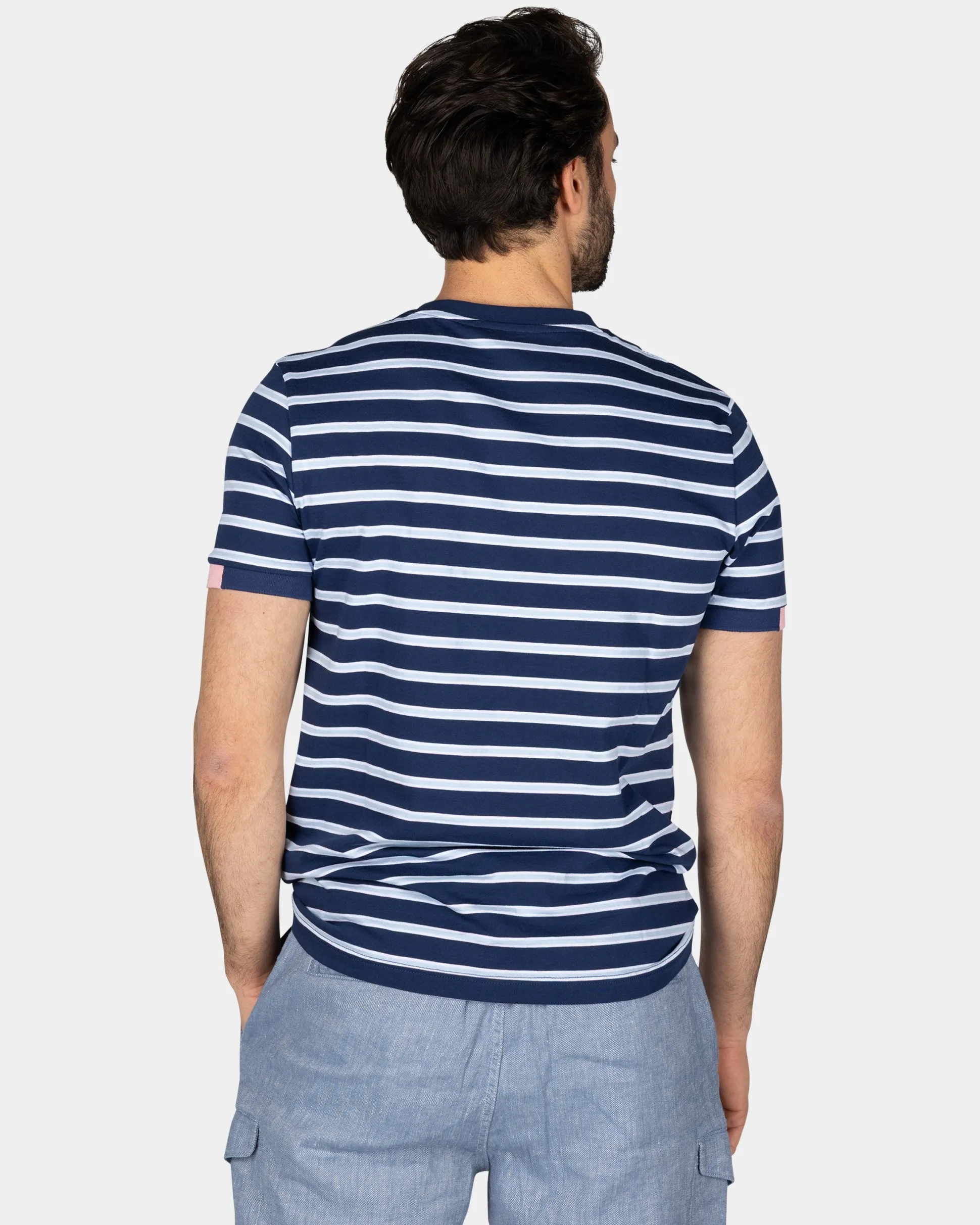 Blue-White Striped Cotton T-Shirt