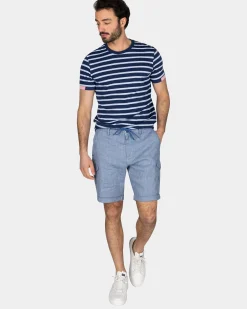 Blue-White Striped Cotton T-Shirt