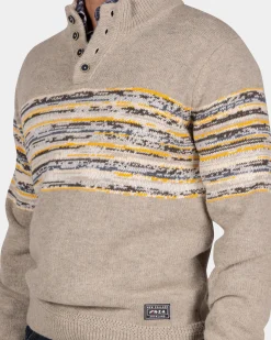 Brown cotton sweater with yellow and black print - Chestnut