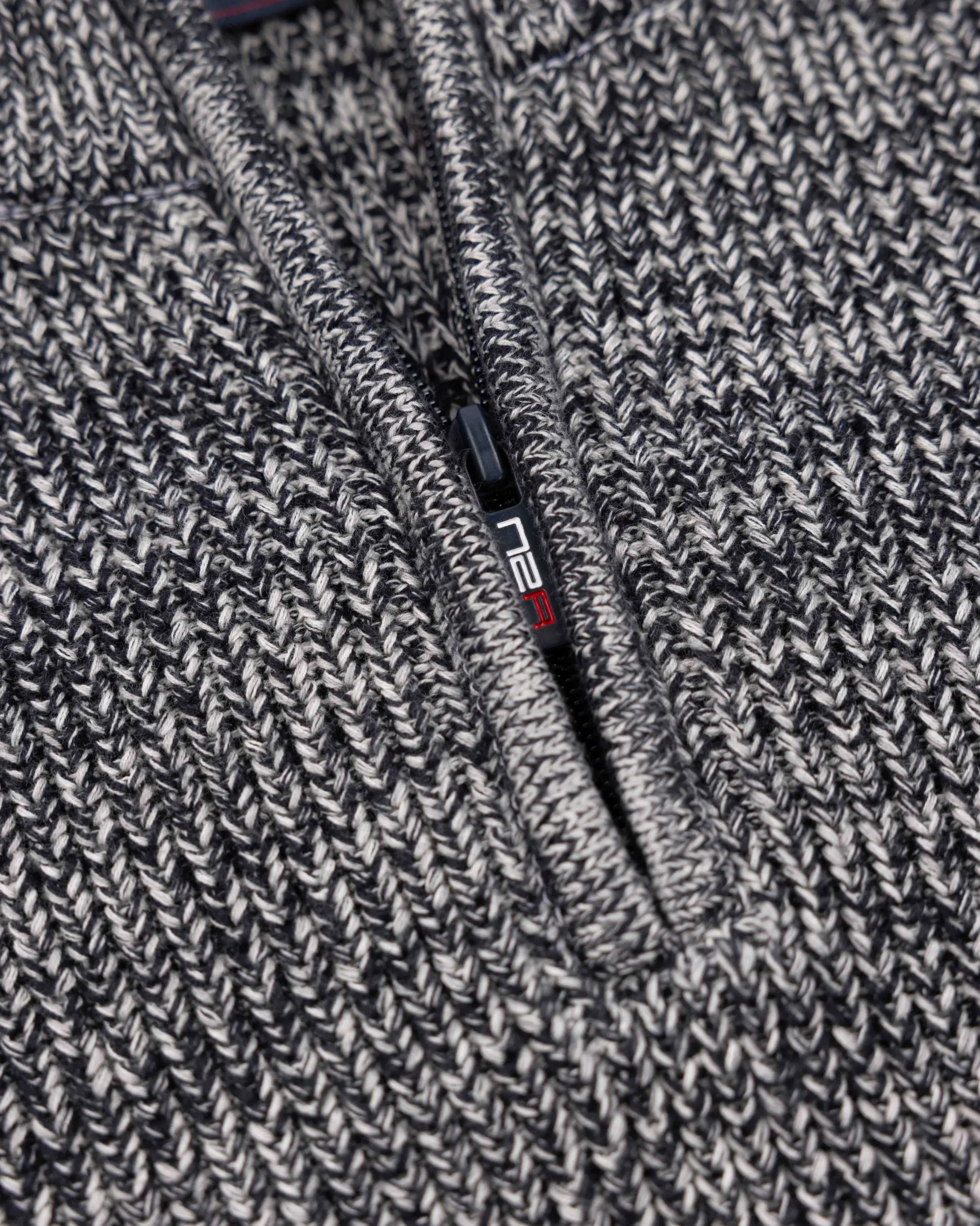 Brown cotton sweater with half-zip - Mud