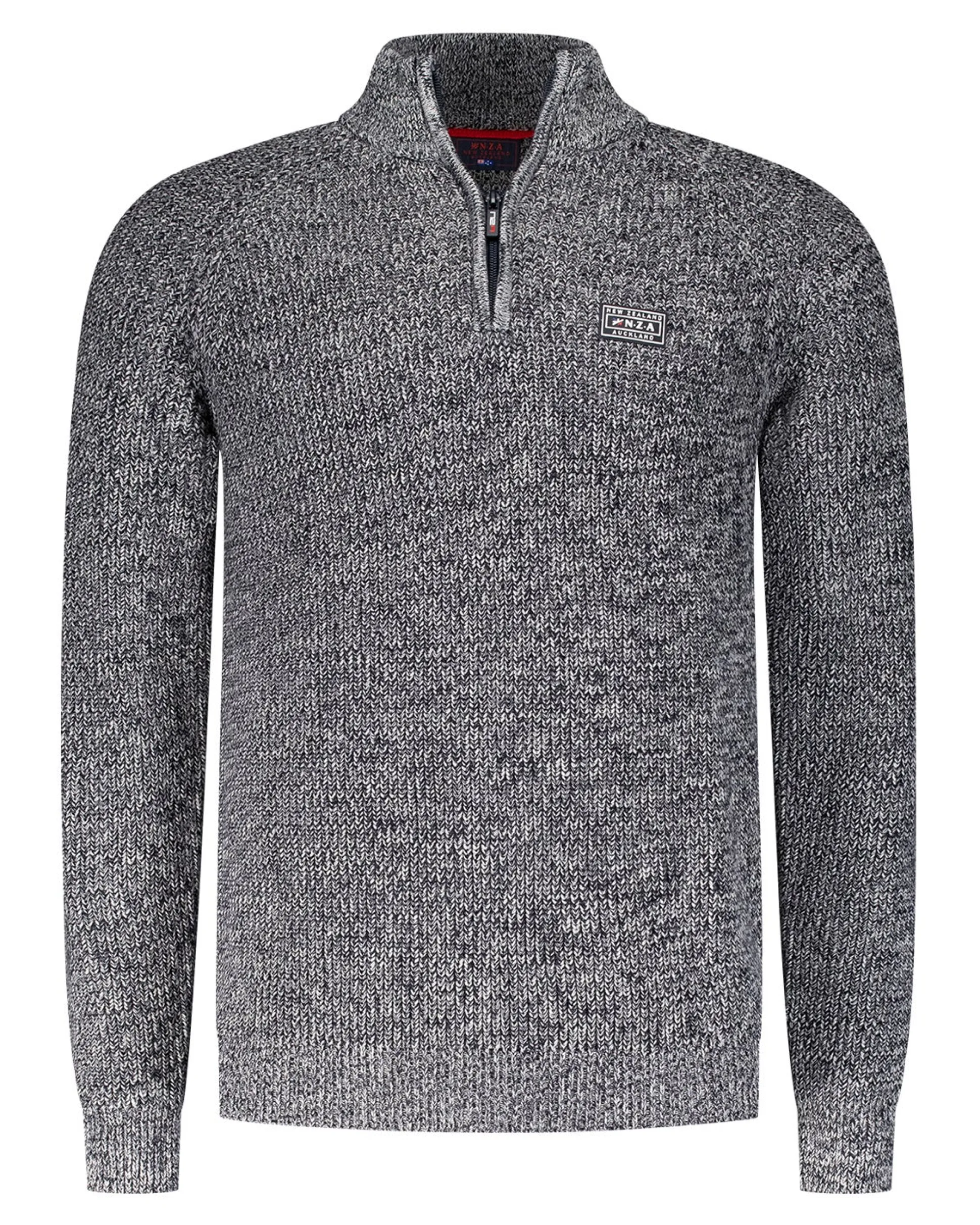Brown cotton sweater with half-zip - Mud