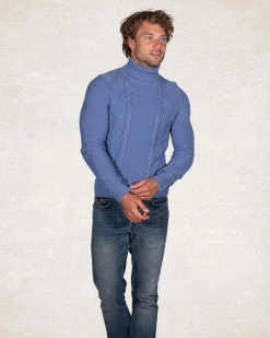 Cable knit turtleneck pullover - Cloudy Blue