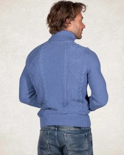 Cable knit turtleneck pullover - Cloudy Blue