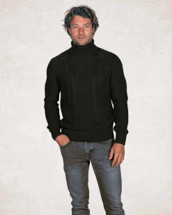 Cable knit turtleneck pullover - Crushing Green