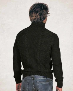 Cable knit turtleneck pullover - Crushing Green