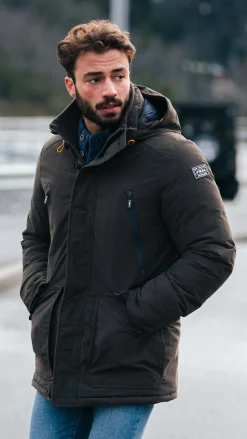 Canvas dark brown parka jacket - Dark Mocca