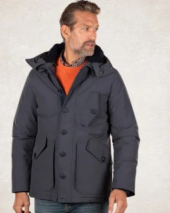 Canvas hooded parka jacket - Trent Petrol