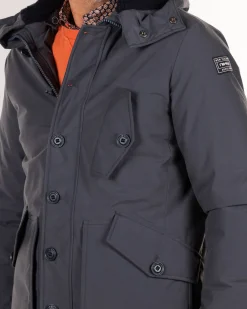 Canvas hooded parka jacket - Trent Petrol