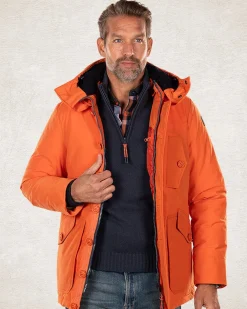 Canvas hooded parka jacket - Ginger Orange