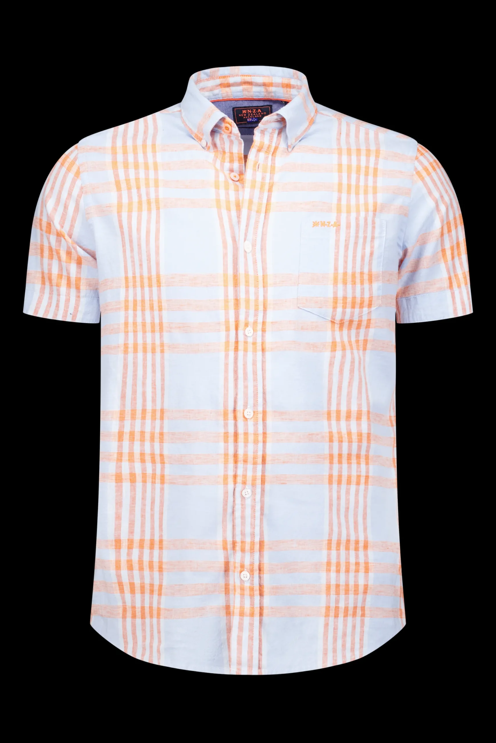 Checked blue with orange shirt - Light Sky