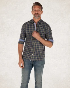Checkered flannel shirt with green and blue