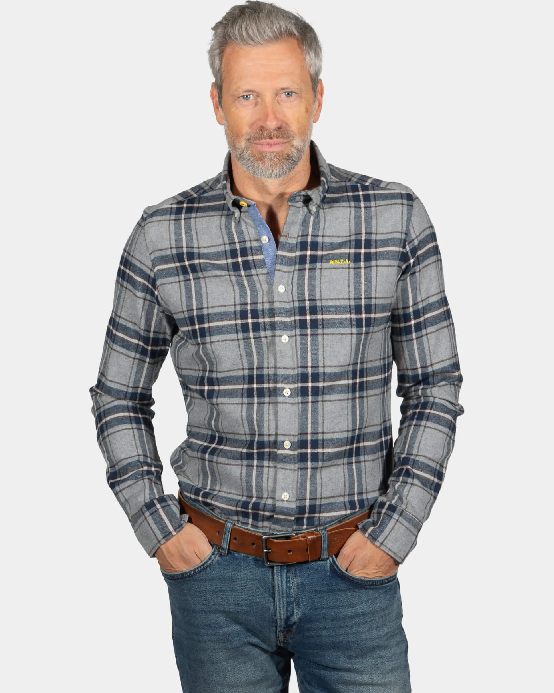 Checkered long sleeve shirt Speden - Grey Melange