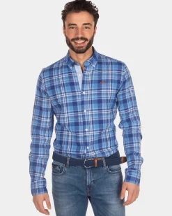 Checkered shirt blue white - Intense Cobalt