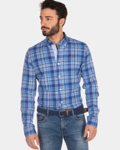 Checkered shirt blue white - Intense Cobalt