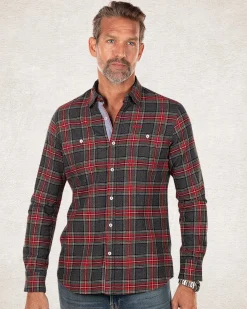 Checkered shirt grey red - Grey Melange