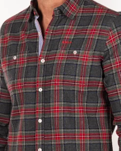 Checkered shirt grey red - Grey Melange