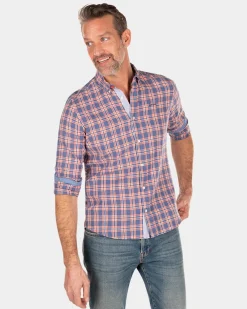Checkered shirt with blue and pink - Dusk Navy