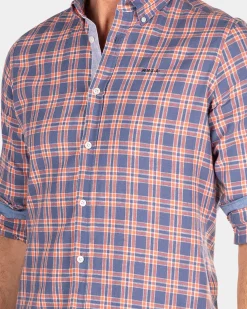 Checkered shirt with blue and pink - Dusk Navy