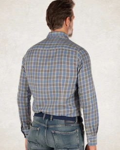 Checkered shirt with grey and blue