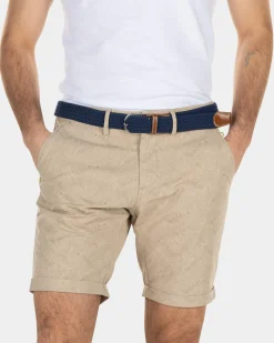Chino shorts with leaf print - Beach Sand