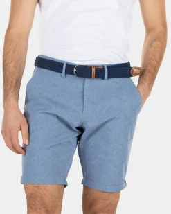Chino shorts with leaf print - High Summer Cobalt
