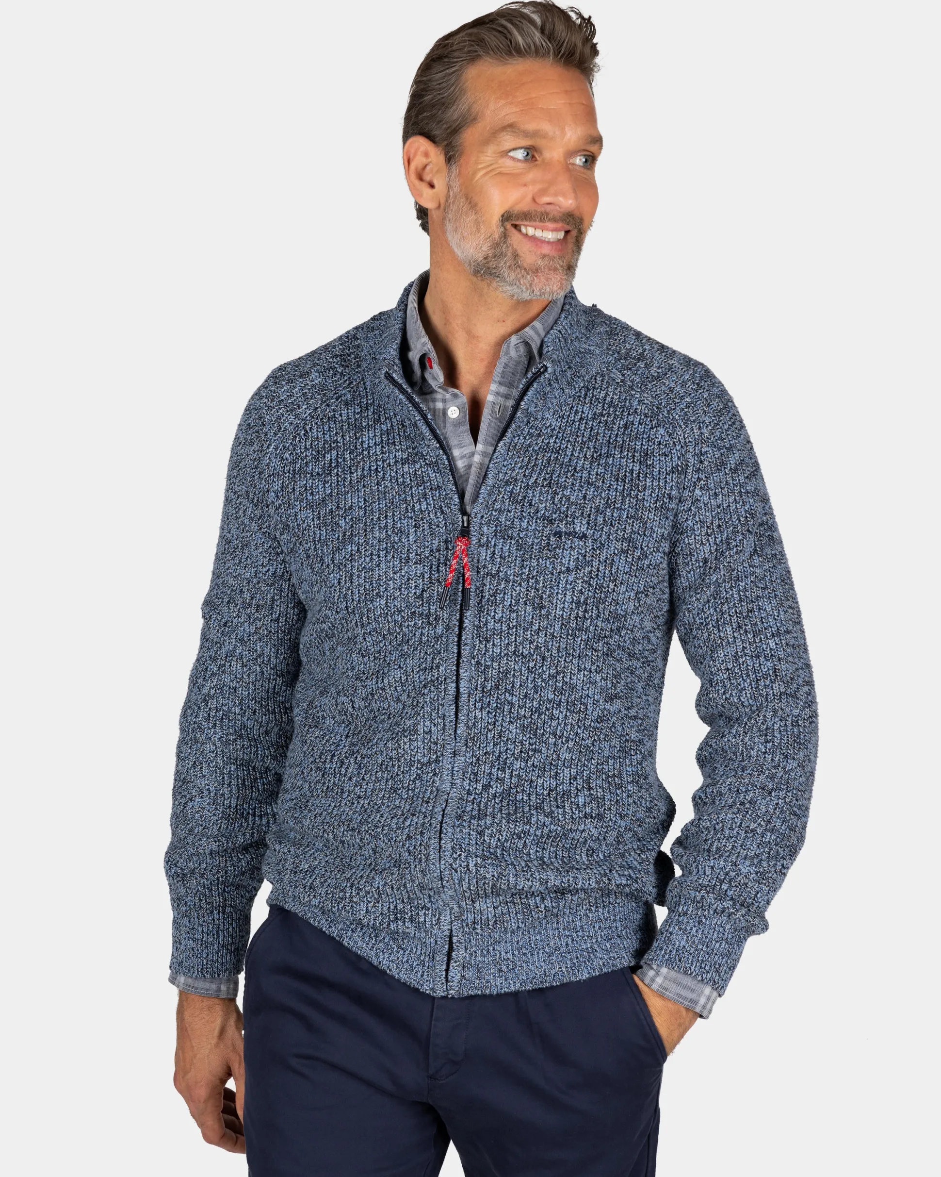 Chunky knitted blue cardigan - Brave Blue