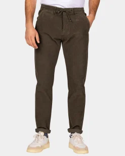 Corduroy dark green chino - Gravel Green