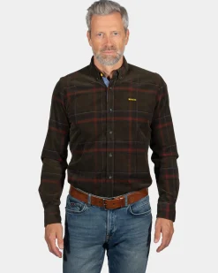 Corduroy long sleeve shirt Opouahi - Eucalyptus Green