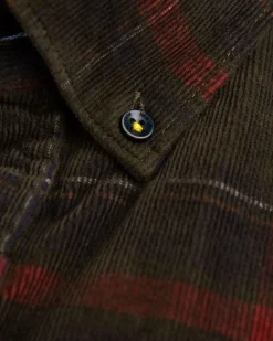 Corduroy long sleeve shirt Opouahi - Eucalyptus Green