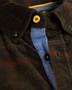 Corduroy long sleeve shirt Opouahi - Eucalyptus Green