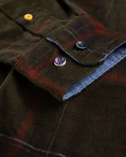 Corduroy long sleeve shirt Opouahi - Eucalyptus Green