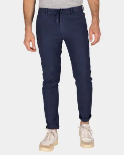 Cotton and linen trousers - Ocean Navy