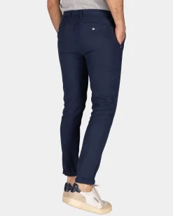 Cotton and linen trousers - Ocean Navy