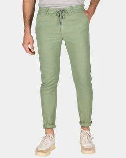 Cotton and linen trousers - Soft Olive