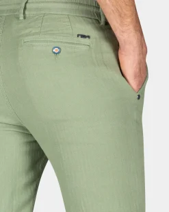 Cotton and linen trousers - Soft Olive