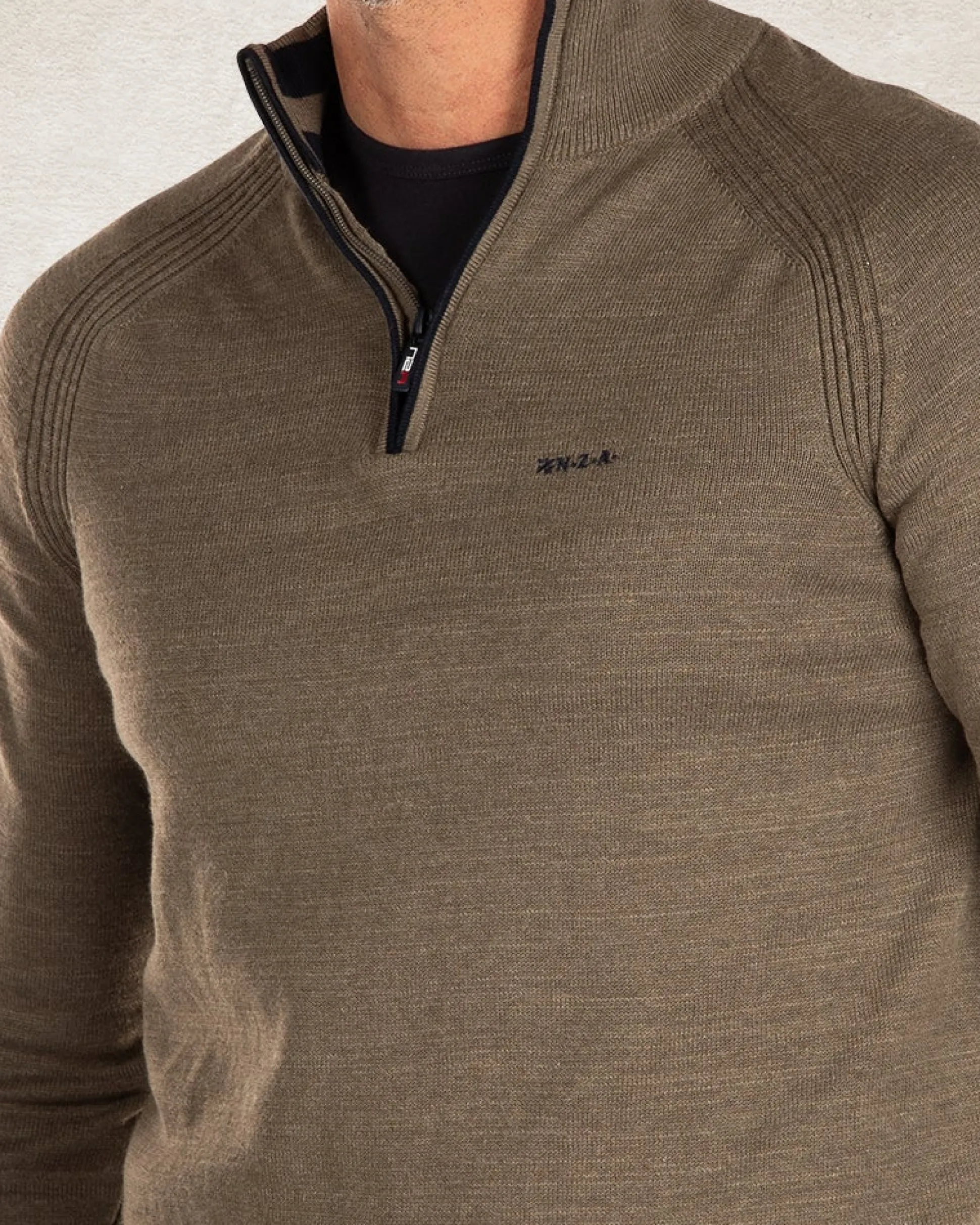 Cotton cashmere half zip pullover - Army Ground
