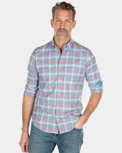 Cotton checkered shirt - Blue Multicolour