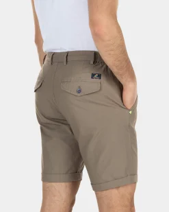 Cotton chino shorts with drawstring - Stone