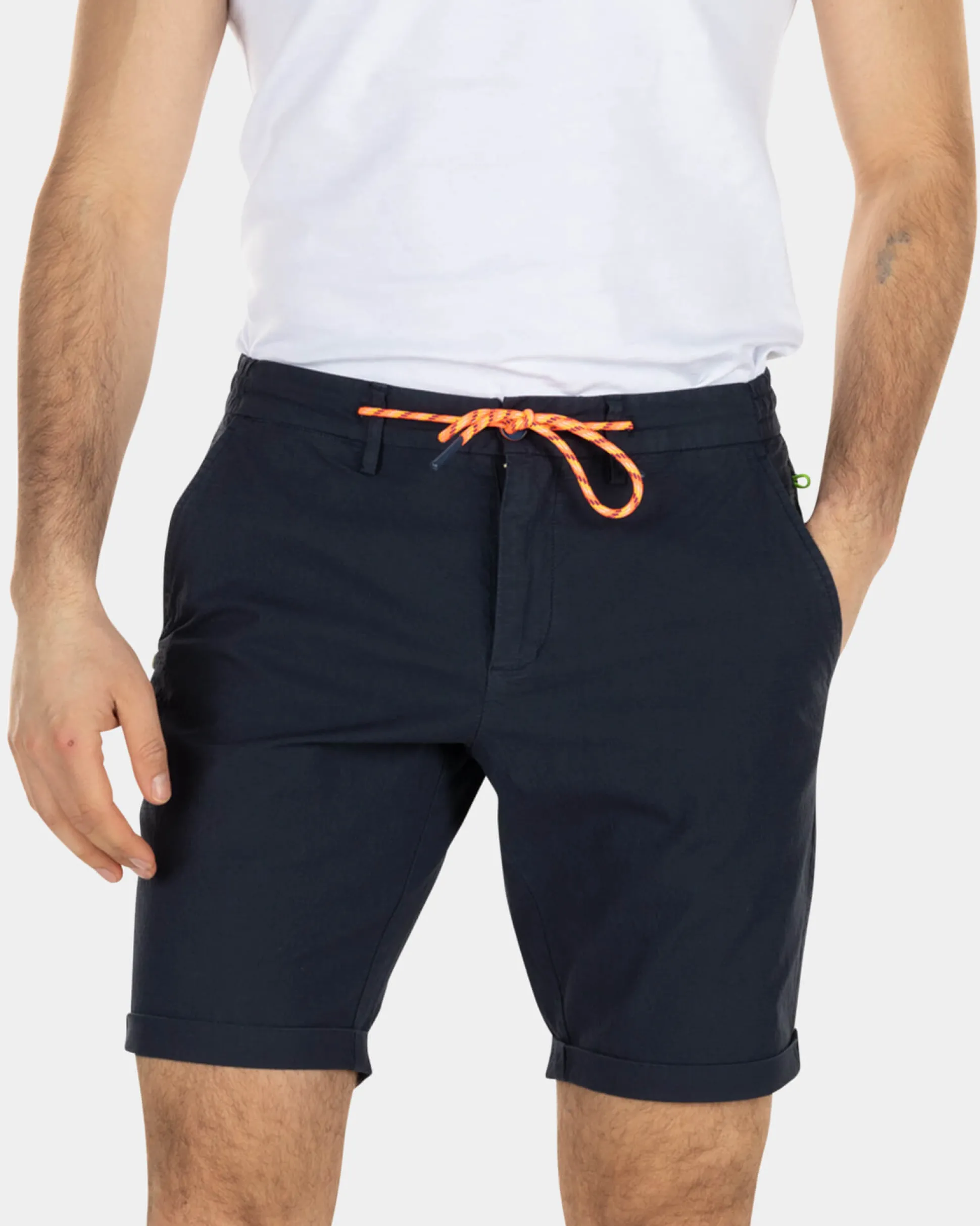 Cotton chino shorts with drawstring - High Summer Navy