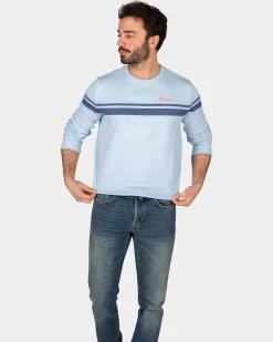 Cotton crew neck longsleeve - Rhythm Blue
