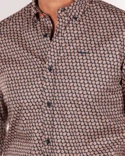 Cotton elastane long sleeved shirt - Trent Petrol