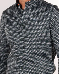 Cotton elastane long sleeved shirt - Crushing Green