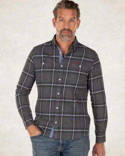 Cotton flannel shirt - Grey Melange