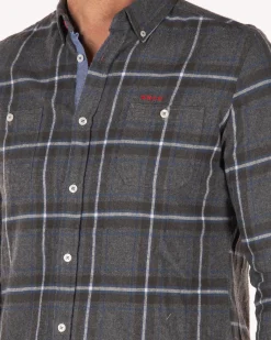 Cotton flannel shirt - Grey Melange