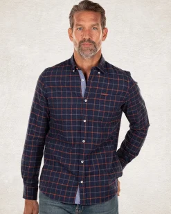 Cotton flannel shirt blue and red - Blue Multicolour