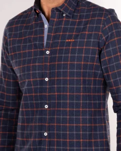 Cotton flannel shirt blue and red - Blue Multicolour