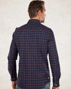 Cotton flannel shirt blue and red - Blue Multicolour