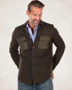 Cotton fleece sweat overshirt - Smoked Green