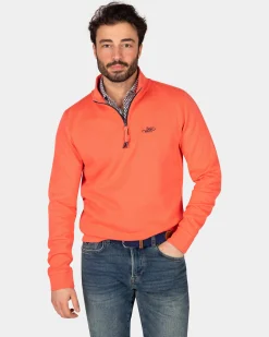 Cotton french rib half zip sweater - Red Cider