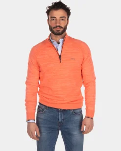Cotton half zip pullover - Burned Orange